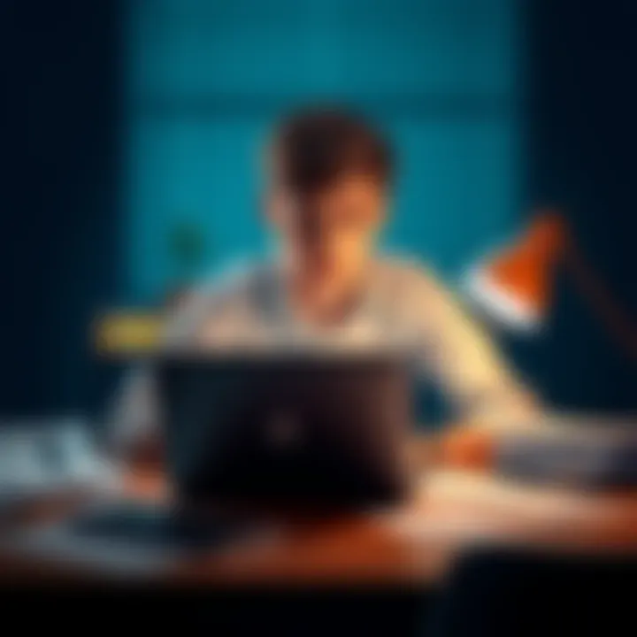 A young game industry graduate sitting at a desk, surrounded by job applications and a laptop, looking frustrated and overwhelmed during a job search.