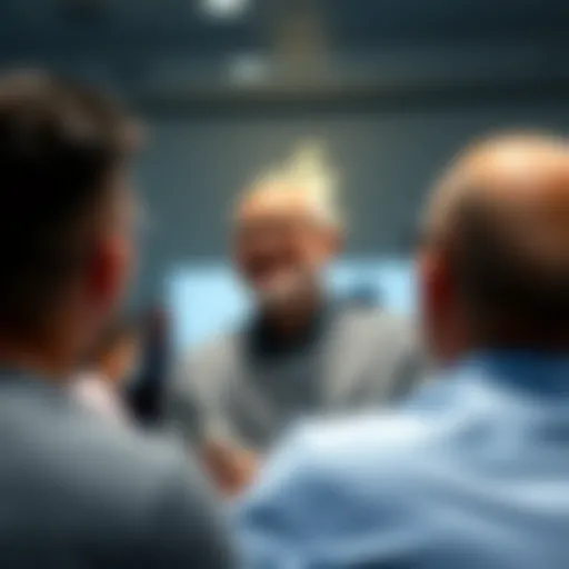 John Ternus smiles while addressing Apple employees in a meeting room, embodying leadership and inspiration for the team.