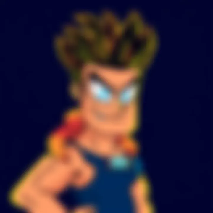 Colorful pixel art of Johnny Bravo in his signature pose, showcasing his muscular build and iconic hairstyle.