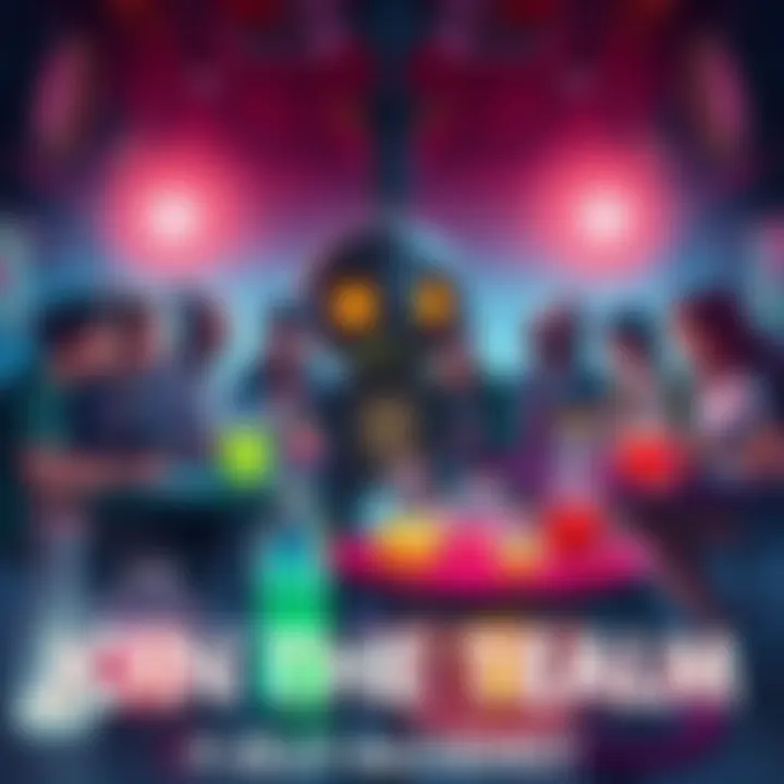 A group of diverse creatives working together on game development, featuring programmers and 2D artists focused on a horror theme with alchemy elements.