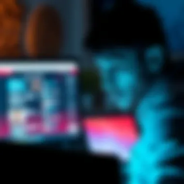 A shocked journalist looking at a computer screen showing AI-generated articles with his name on them.