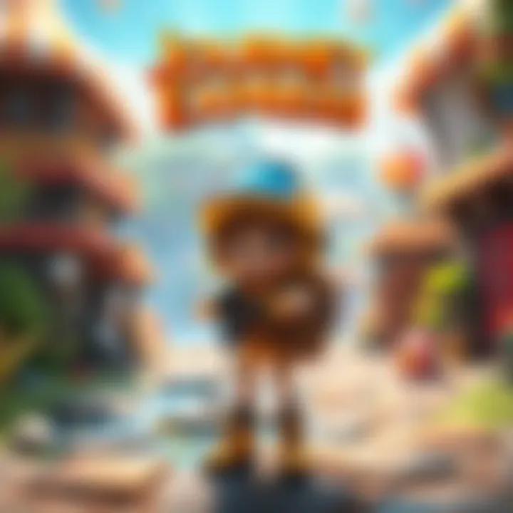 A colorful character from Journey Express standing in a vibrant 2D/3D game world, showcasing imaginative scenery and playful elements.