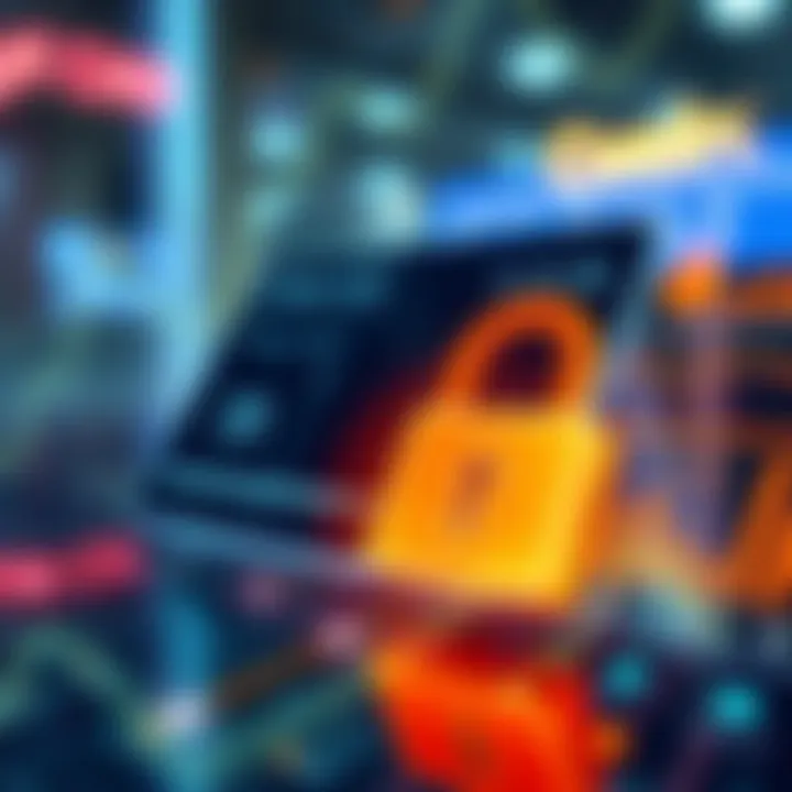 Graphic showing a digital transaction with a security lock and spending limit icon