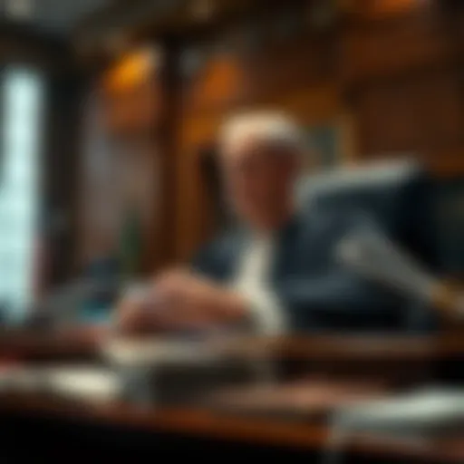 A judge in a courtroom declaring the Pentagon's actions against Anthropic as illegal, surrounded by legal books and files.