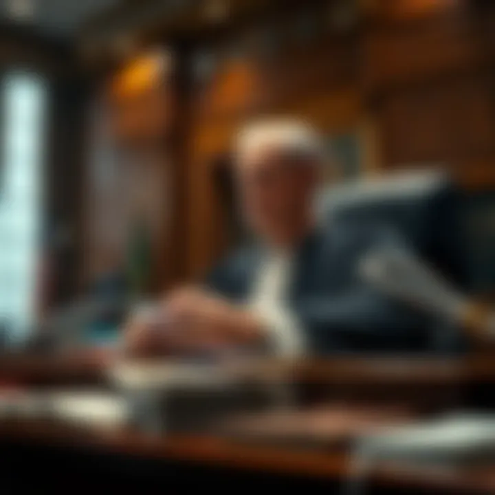 A judge in a courtroom declaring the Pentagon's actions against Anthropic as illegal, surrounded by legal books and files.