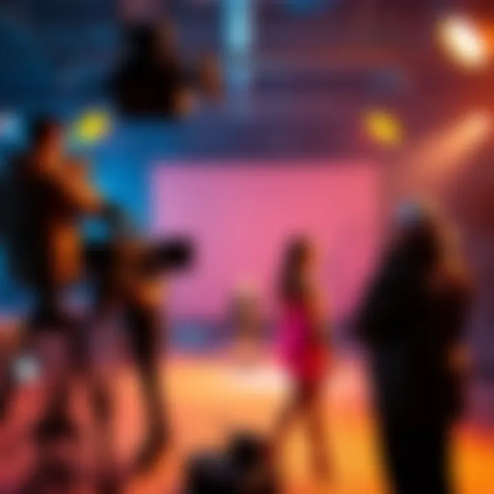Kaela and her team collaborate on set for the new music video, showcasing behind-the-scenes creativity and teamwork.