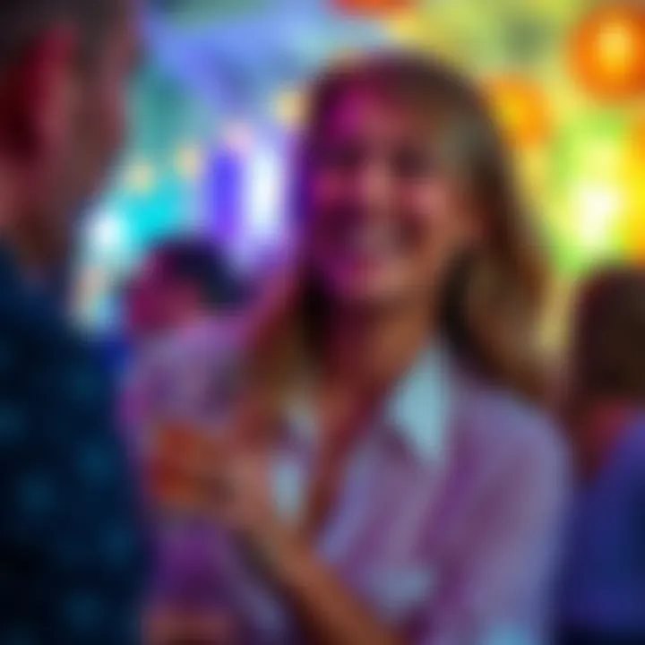 Karen has a big smile while sharing a funny story at a social gathering