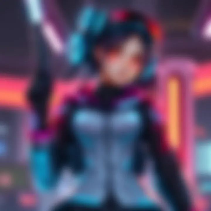 Katherina, a new character in a NSFW game, showcasing her unique technical gear and confident stance.
