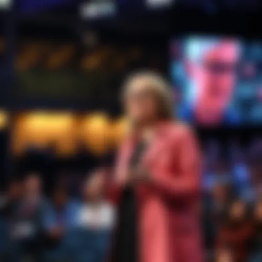 Kathleen Kennedy speaks on stage about artificial intelligence at a conference