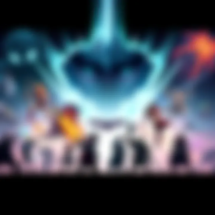 A collection of game key art showing designs from initial sketches to finalized artwork.