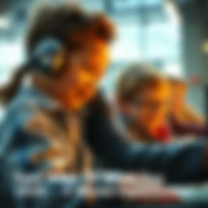 Children participating in Take Your Kids to Work Day, exploring a workplace with their parents, showing excitement and curiosity.