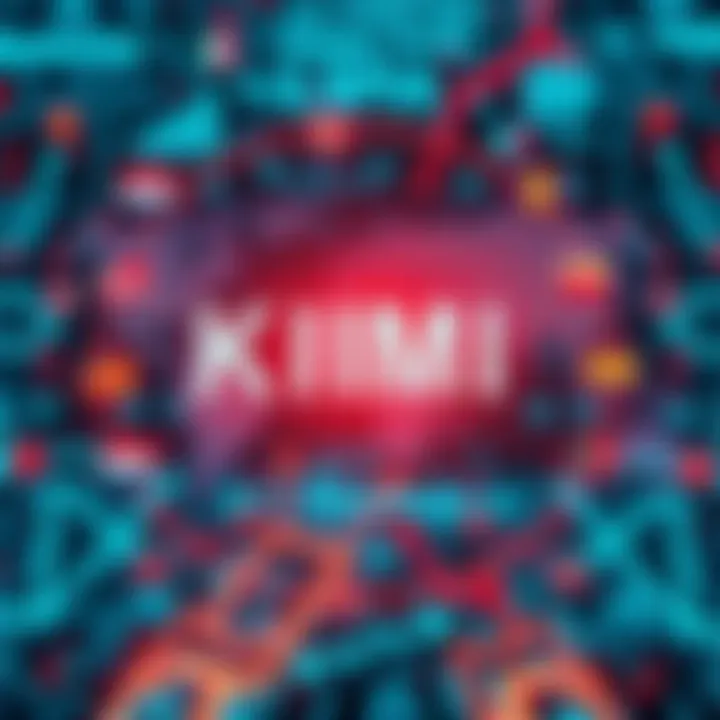 A visual representation of Kimi's influence in AI, showcasing its connections with various AI systems globally. It features a digital interface with symbols representing different countries and technologies.