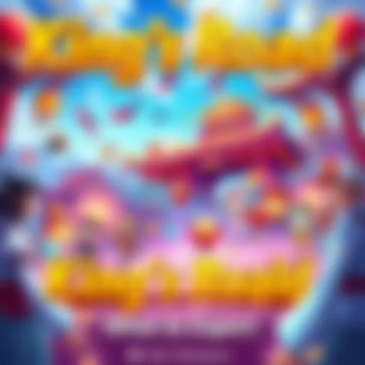 A colorful scene showcasing characters and rewards from King’s Road gacha feature with vibrant visuals and exciting items
