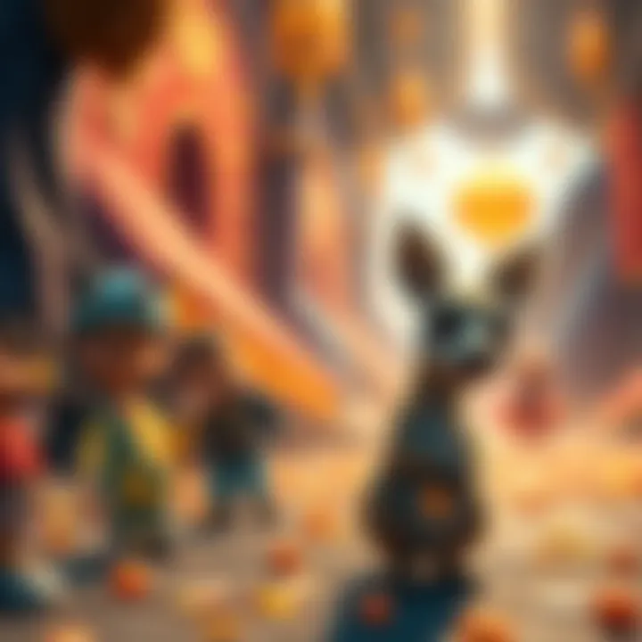 A colorful and dynamic scene showcasing KoalaOK's Blender animation featuring imaginative characters and vibrant backgrounds.