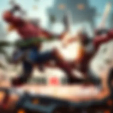 Kratos and OmniMan engaged in an intense battle, showcasing their powerful abilities and dynamic fighting styles.