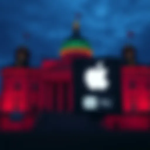Kremlin building with a digital screen showing Apple logo and Russian apps, signaling removal from App Store