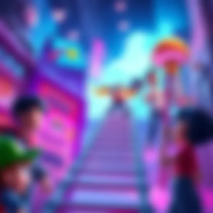 A visual representation of the Ladder Up animation process, showing vibrant animations and characters moving up a ladder in a dynamic setting.