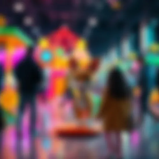 A friendly companion named Lana engaging with people in a vibrant, interactive playground setting.