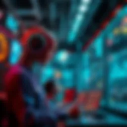 A visual representation of language interacting with AI, showing user interfaces and people communicating with technology, highlighting trust and understanding