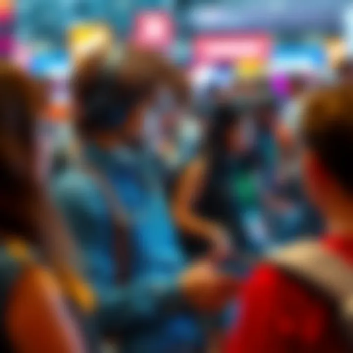Laptop Theft at Gamescom A concerned indie developer reporting a stolen laptop at a busy Gamescom event, with people around them looking on.