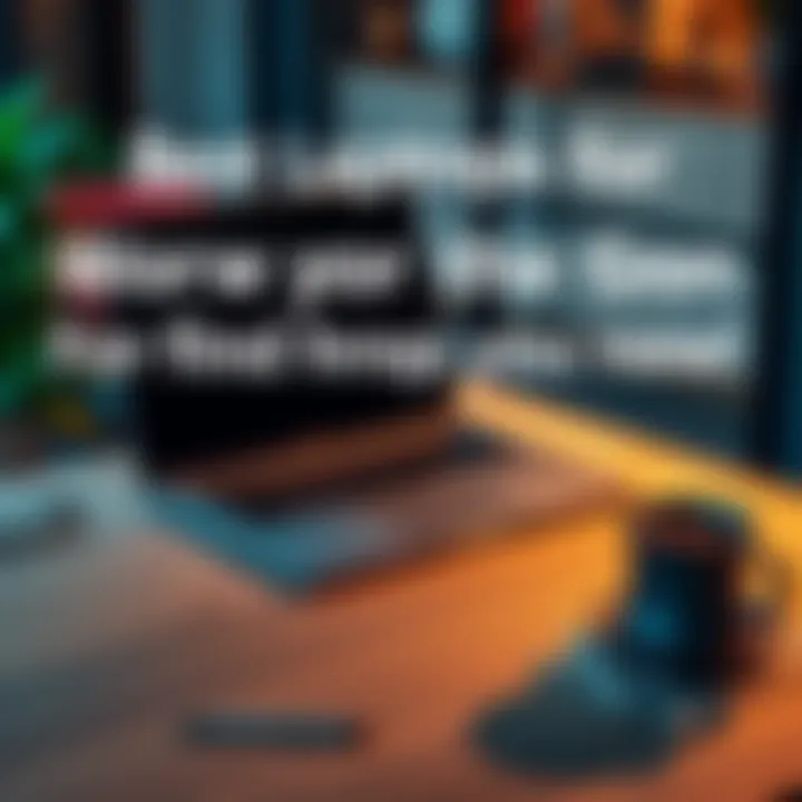 Laptop on a table with coffee A sleek laptop on a wooden table next to a cup of coffee, showcasing a workspace for remote work.