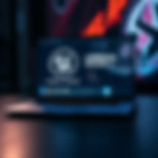 A laptop screen showing Unreal Engine 5 interface with graphics and tools