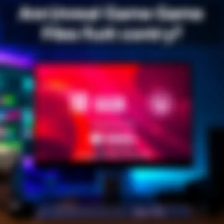 A computer screen displaying a game loading with a file size over 100GB, symbolizing large game files.