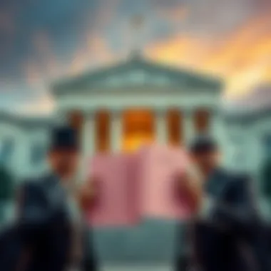 Lawsuit Filing Against Anthropic Sony and Warner Music representatives holding legal documents in front of a courthouse, symbolizing their lawsuit against Anthropic for intellectual property theft.