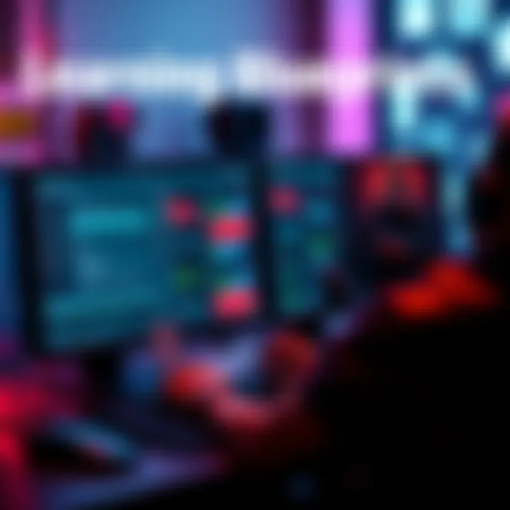 A person working on a computer screen showing Blueprint nodes and movement tools in a game design course