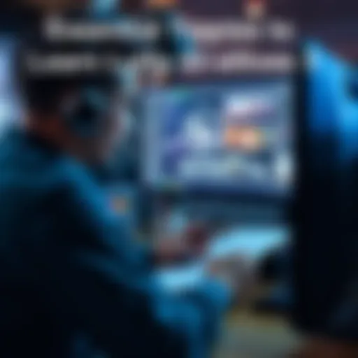A person focused on a computer screen displaying Unreal Engine 5, taking notes and planning goals for learning the software.