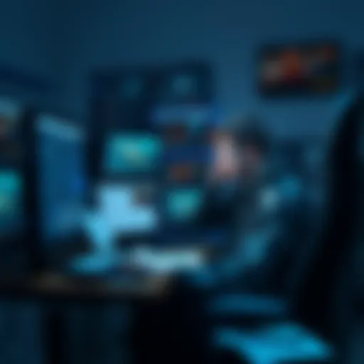 A person sitting at a computer, looking frustrated while working on Unreal Engine Blueprints, surrounded by tutorial videos and notes.