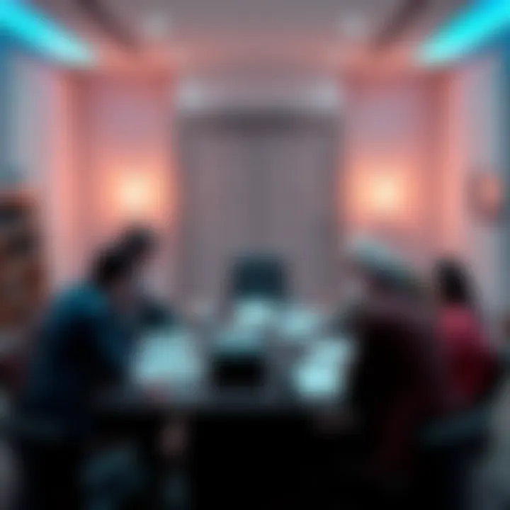 A legal team gathered around a table discussing strategies for responding to final arguments, with documents and notes spread out.