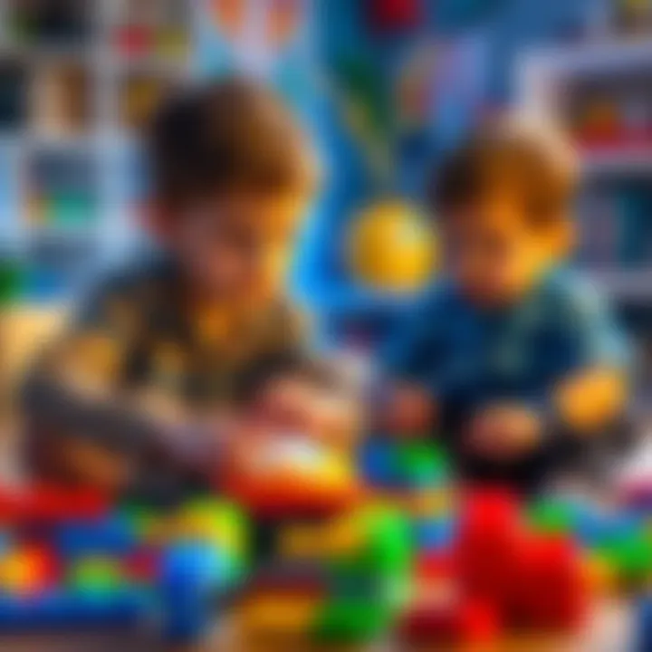 Children playing with Lego Smart Play bricks that light up and make sounds