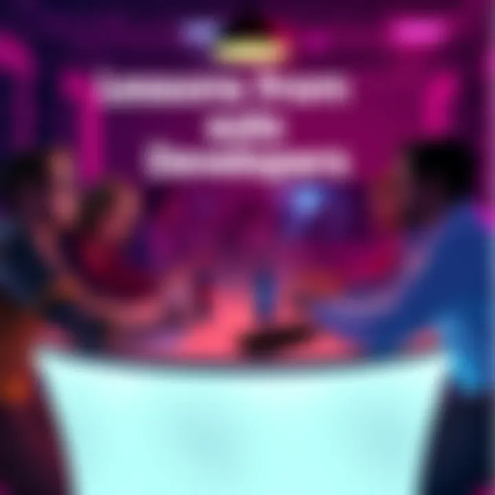 A group of solo developers sharing their experiences at a round table, discussing key lessons learned in their careers.