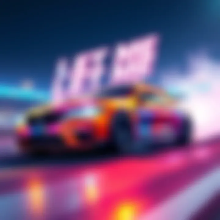 Logo of Let Me Drift game featuring a car drifting in vibrant colors
