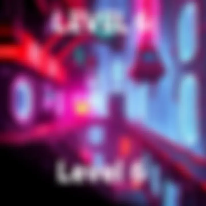 A scene from Level 6 of DualVerse86 showing a retro-futuristic setting with various traps and challenges for parkour gameplay