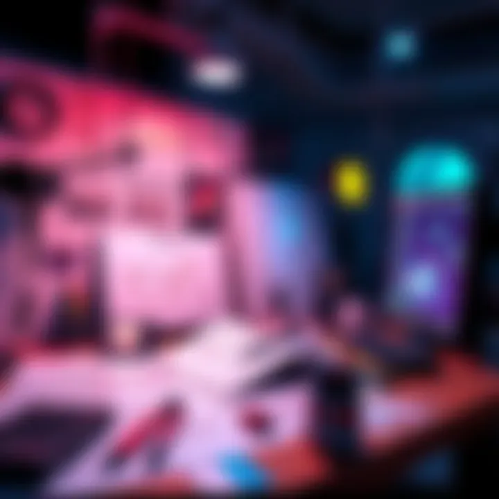 A creative workspace showing level design sketches and digital tools for game development.