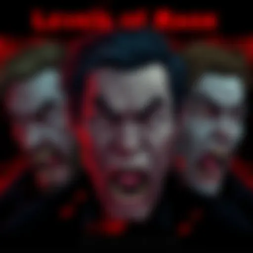 Illustration showing three faces depicting different levels of anger; mild annoyance, frustration, and intense rage.