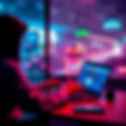 A person using a website to check if their license plate was scanned by surveillance cameras, sitting at a desk with a laptop