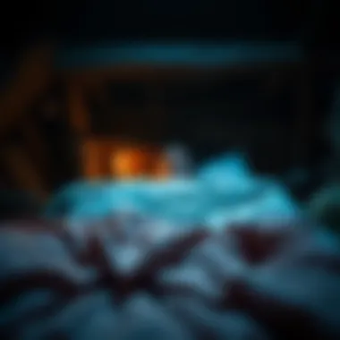 A person waking up in a medieval setting, surrounded by a rustic room with no modern conveniences, looking surprised and confused, with a candle lighting the dark space.