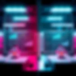 A side-by-side comparison of Light Propagation Volumes and Lumen outputs in a lab setting, showcasing their performance differences with charts and graphs.