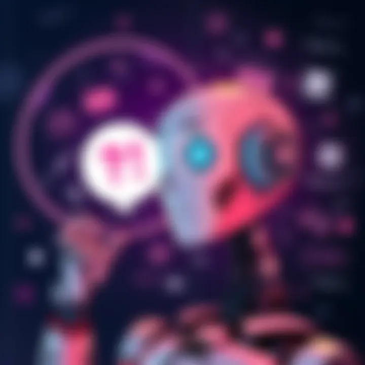 An illustration showing a robot with a puzzled expression while interacting with a speech bubble filled with confusing symbols and text, representing the limitations of AI.