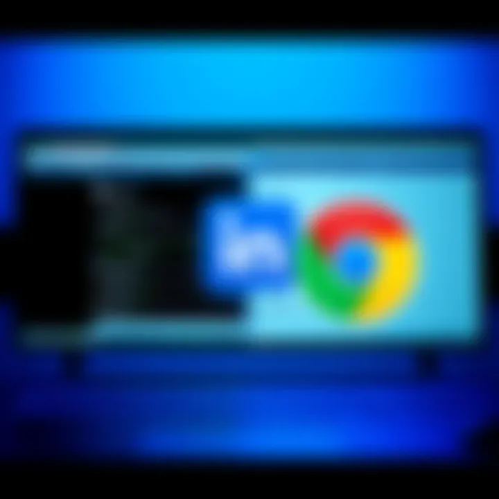 A split-screen showing a website interface on one side and a Chrome extension on the other, illustrating LinkedIn scraping methods.