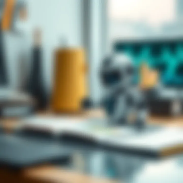 A small robot scanning documents on a desk with a futuristic design, showcasing its tech features.