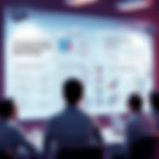 A team of people collaborating around a whiteboard filled with charts and notes about large language models, showcasing the development methodology and strategies for securing stakeholder confidence.