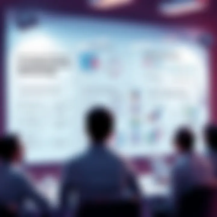 A team of people collaborating around a whiteboard filled with charts and notes about large language models, showcasing the development methodology and strategies for securing stakeholder confidence.