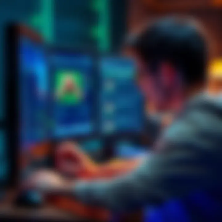 A person adjusting settings on a computer for local image generation using software, focused on enhancing image quality.