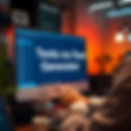 A person using a computer with an image-to-text generator application open on the screen, showcasing a clear conversion of an image to text
