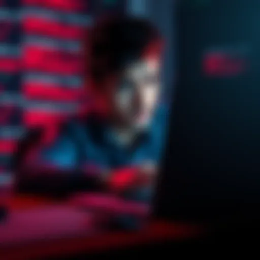 A person looking frustrated while attempting to log into a laptop, surrounded by error messages on the screen.
