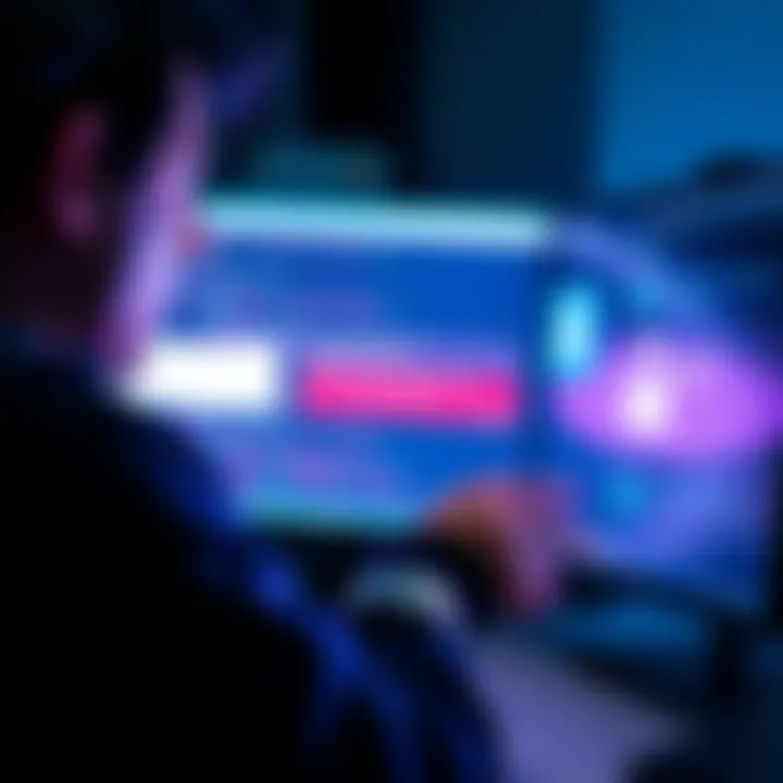 A person frustrated while trying to log into a website, showing a computer screen with error messages and chat icons.